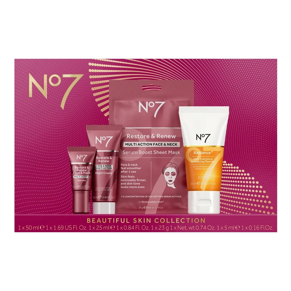 🆕 No 7 Beautiful Skin Collection Skincare Treats Gift Set Cleanser, Serum Boost